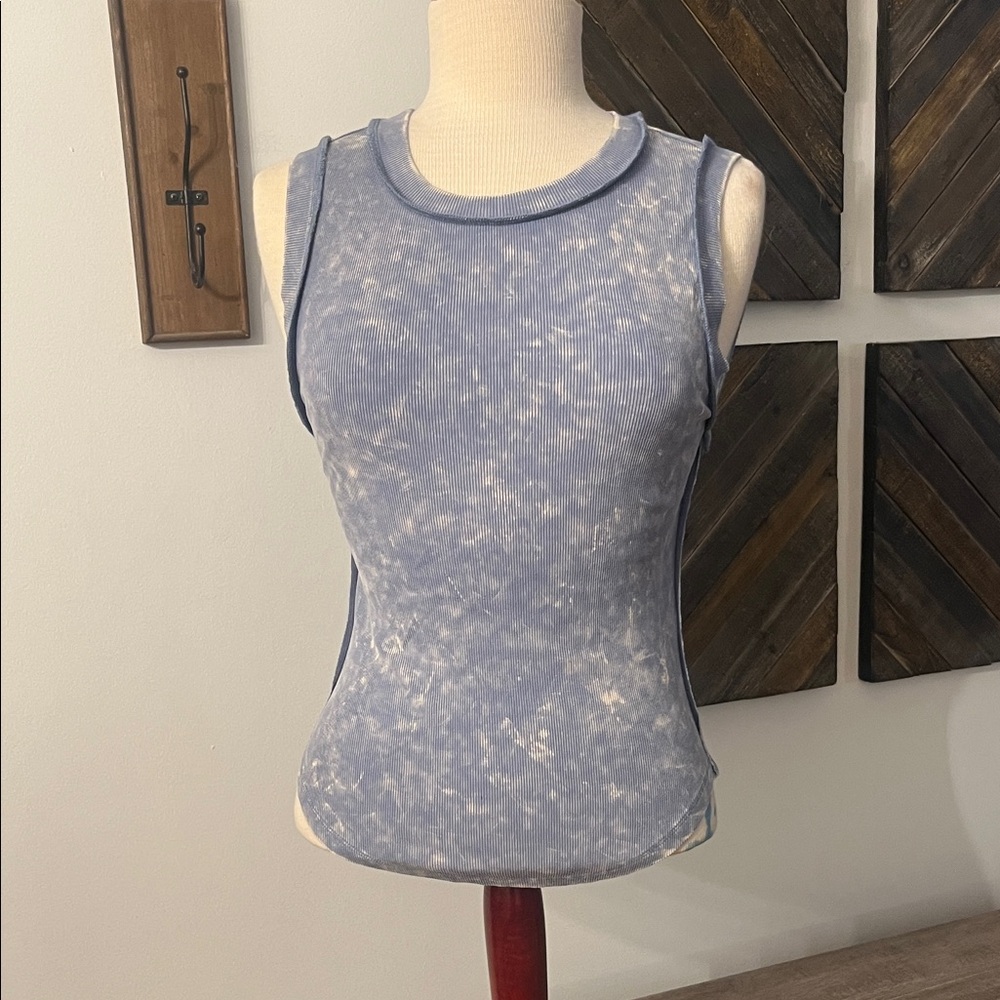 Mystree Light Blue Tie-Dye Tank Top